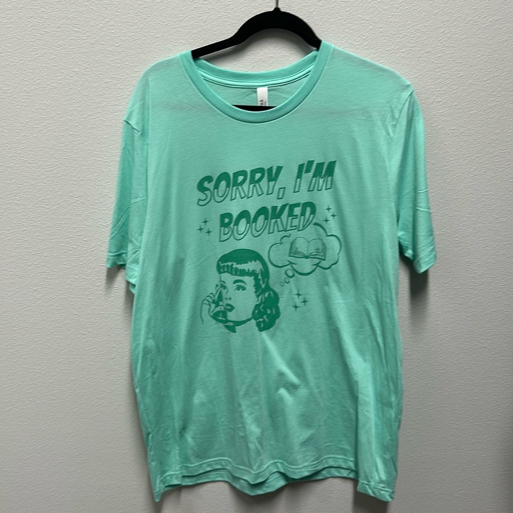 NWOT - PS monthly book box shirt - “Sorry, I’m booked” - size XL